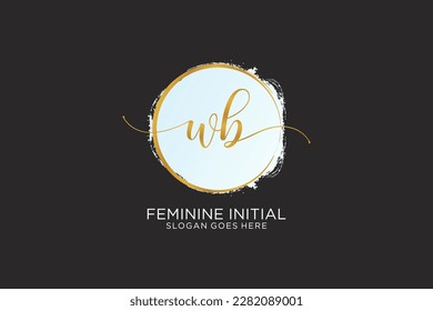 Logo de escritura a mano de WB con la firma del vector de plantilla de círculo, boda, moda, floral y botánica con plantilla creativa.