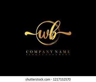 WB initial handwriting logo circle template vector