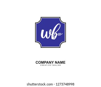 WB Initial Handwriting Logo Template Vector