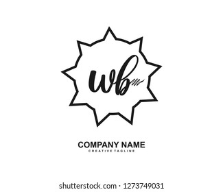 WB Initial Handwriting Logo Template Vector
