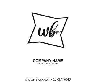 WB Initial Handwriting Logo Template Vector