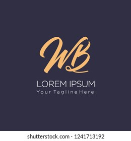 WB Initial handwriting logo ,vector illustration