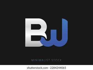 WB Initial Letter Abstract Icon, W Vector Logo Alphabet, BW Monogram Illustration, Initial Template letter for Business, WB Company Logo, Luxury