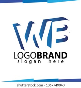 WB Initial Letter logo in negative space vector template