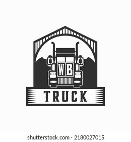 WB Initial Letter Truck Logo Design Simple Stock Vector