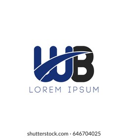 wb initial letter uppercase logo blue and black