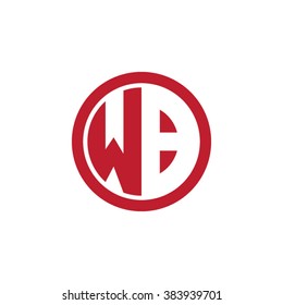 WB initial letters circle business logo red