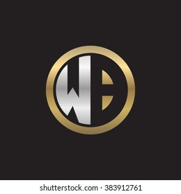 WB initial letters circle elegant logo golden silver black background