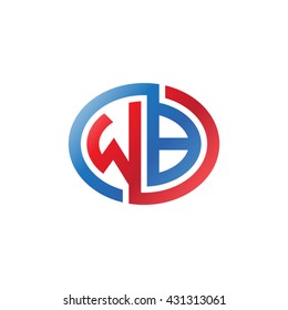 WB initial letters looping linked ellipse logo red blue