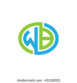 WB initial letters looping linked ellipse logo blue green