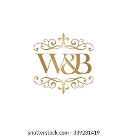 W&B Initial Logo. Ornament Ampersand Monogram Golden Logo