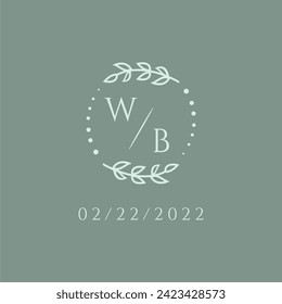 WB initial modern monogram wedding with creative circle line