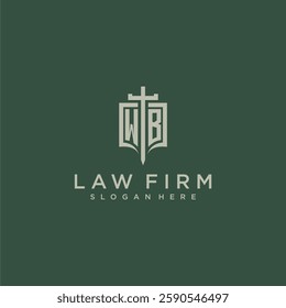 WB initial monogram for law firm with sword and shield logo image