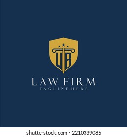 WB initial monogram lawfirm logo with pillar and shield design