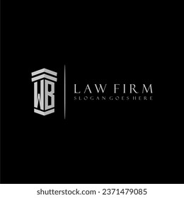WB initial monogram logo lawfirm with pillar design