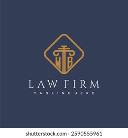 WB initial monogram logo for lawfirm with pillar in creative square design