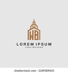 WB initial monogram real estate logo with imperium style desgn