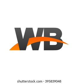 WB initial overlapping swoosh letter logo black orange