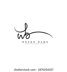 WB Initial Signature Logo - Handwritten Vector Logo for Business Name Starts with Letter WB
