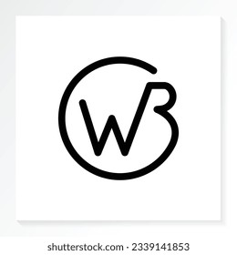 WB letter logo with circle icon isolated in white