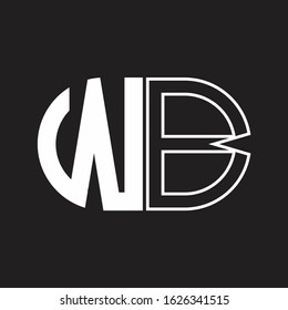 WB Letter logo monogram with oval shape negative space design template