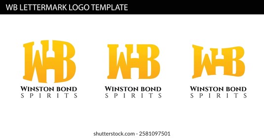WB letter mark template with wine bottle shape