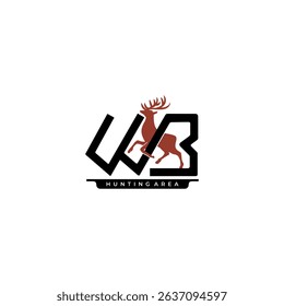 WB letter ranch deer hunter vector logo design