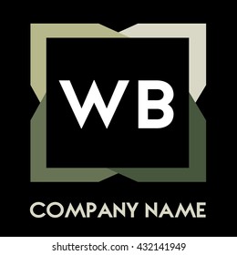 WB letters business logo creative  icon design template elements in abstract background logo, design identity in square with four colors, modern alphabet letters