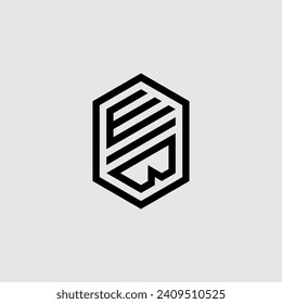 WB line geometric monogram with high quality professional design that will print well