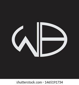 WB Logo letter oval monogram design template with black and white colors