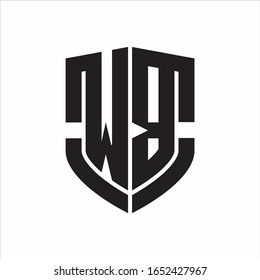 WB Logo monogram with emblem shield shape design isolated on white background