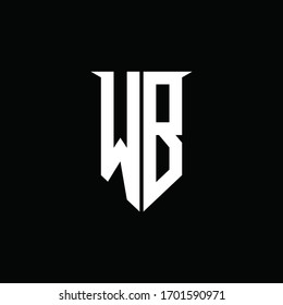 WB logo monogram with emblem shield style design template