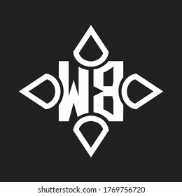 WB Logo monogram with four cone rounded by the shape design template