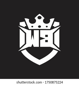 WB Logo monogram isolated with shield and crown design template