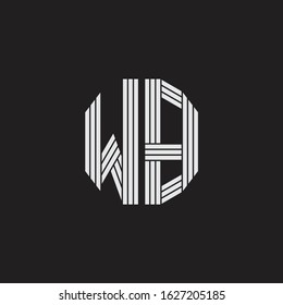 WB Logo monogram with outline style linked isolated on black background