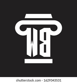 WB Logo monogram with pillar style design template