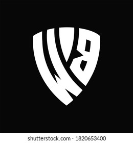 WB Logo monogram with shield elements shape design template on black background
