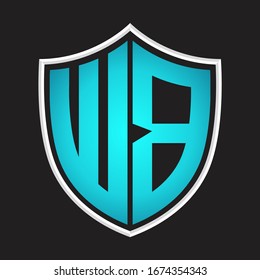 WB Logo monogram with shield shape isolated blue colors on outline design template