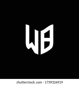 wb logo monogram with shield shape design template