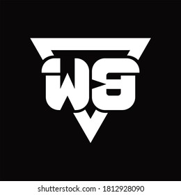 WB Logo monogram with triangle shape rounded design template on black background
