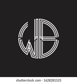 WB Logo monogram triple ribbon style line design template isolated on black background