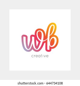 WB logo, vector. Useful as branding, app icon, alphabet combination, clip-art.