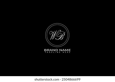 WB logo. W B design. White WB letter. W B letter logo design. Initial letter WB linked circle uppercase monogram logo.