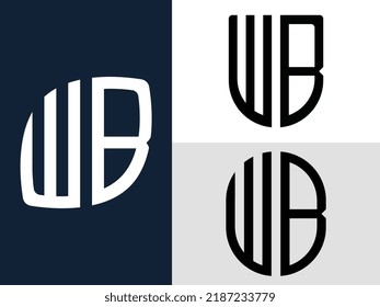 WB modern initial letter logo design vector bundle. It will be suitable for which company or brand name start those initial.