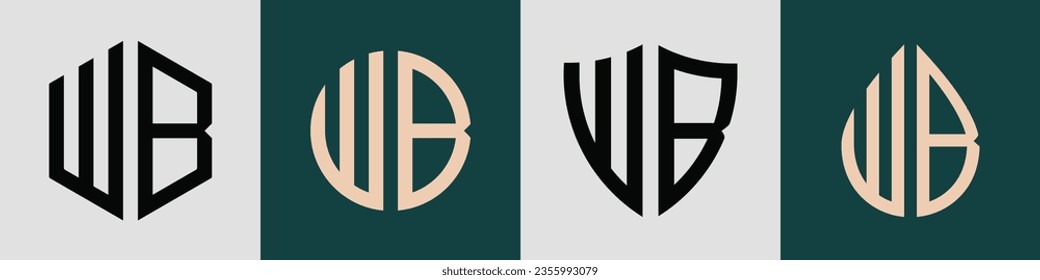 Paquete vectorial de diseño de logotipo de letras iniciales de WB moderno. Será adecuado para qué empresa o nombre de marca inician esas iniciales.