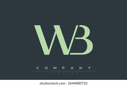 WB Modern Initials Diseño de Logo. Logotipo de marca con iniciales estilizadas que muestran un diseño atrevido y una estética moderna. Ideal para la marca profesional de negocios o proyectos creativos que se centran en minimalista