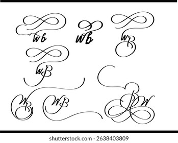 WB Monogram Emblem – Decorative Overlapped Letters W and B in Stylish Calligraphy Design
