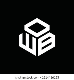 WB monogram logo with 3 cube style design template isolated on black background