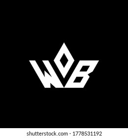 WB monogram logo with crown shape luxury style design template