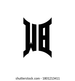 WB monogram logo with curved side design template